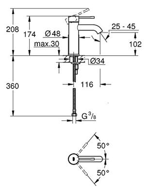 Wastafelmengkraan Grohe Essence Opbouwkraan Hard Graphite Geborsteld - thumbnail