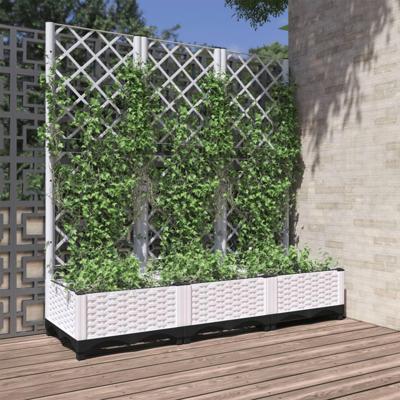 VidaXL Plantenbak met latwerk 120x40x121,5 cm polypropeen wit