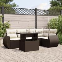 6-delige Loungeset met kussens poly rattan bruin - thumbnail