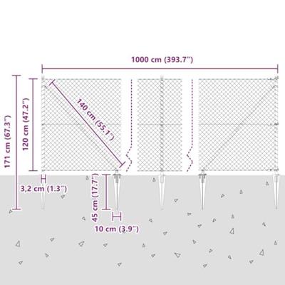 VidaXL Afrasteringspaal groen 10 x 1,2 m (40 x 40 mm gaas)