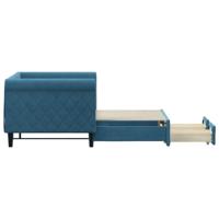 Slaapbank met onderschuifbed en lades 80x200 cm fluweel blauw - thumbnail