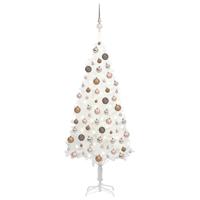 VidaXL Kunstkerstboom met verlichting en kerstballen 120 cm wit - thumbnail