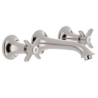 Wastafelmengkraan Tres Clasic Inbouw Kruisgreep Licht Gebogen RVS Tres - thumbnail