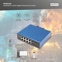 Digitus DN-651153 Industrial Ethernet Switch 8 + 4 poorten 10 / 100 / 1000 MBit/s PoE-functie - thumbnail