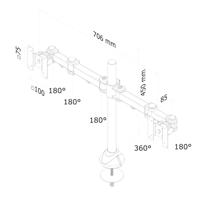 Neomounts FPMA-D960DG Monitor-tafelbeugel 2-voudig 25,4 cm (10) - 68,6 cm (27) Zwart In hoogte verstelbaar, Kantelbaar, Zwenkbaar, Roteerbaar - thumbnail