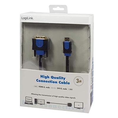 LogiLink CHB3103 DVI-kabel DVI / HDMI Adapterkabel DVI-D 18+1-polige stekker, HDMI-A-stekker 3.00 m Zwart Vergulde steekcontacten, Schroefbaar LogiLink CHB3103 DVI-kabel DVI / HDMI Adapterkabel DVI-D 18+1-polige stekker, HDMI-A-stekker 3.00 m Zwart Vergulde steekcontacten, Schroefbaar