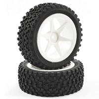 Fastrax Cuboid mounted voorbanden op witte 6-spaaks velgen voor 1/10 buggy - thumbnail