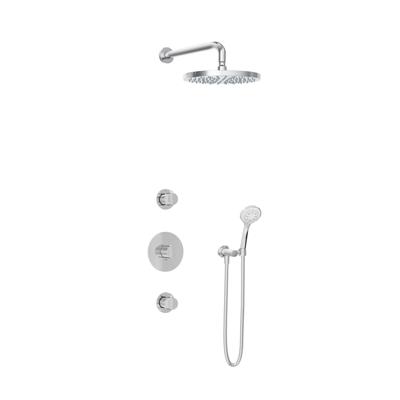 Hotbath Buddy - Inbouw Regendoucheset - 2 Stopkranen - Thermostatisch - Wandarm 35 cm - Hoofddouche 300 mm - Ronde Handdouche 3 Standen - Waterbesparend - V01