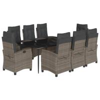 9-delige Tuinset met kussens poly rattan grijs - thumbnail