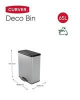 Curver decobin pedaalemmer 65l zilver metallic - thumbnail