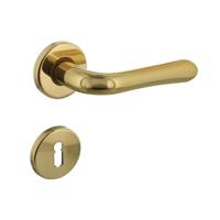 Deurkruk Saturnus op rozet verdekt ø49x7mm en sleutelrozetten messing gelakt - thumbnail