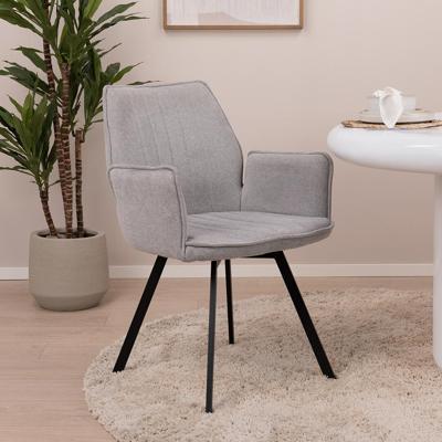 LivingFurn Eetkamerstoel 'Louise', Draaibaar kleur Grijs
