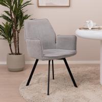 LivingFurn Eetkamerstoel 'Louise', Draaibaar kleur Grijs - thumbnail
