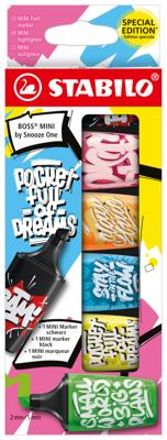 STABILO BOSS MINI by Snooze One - markeerstift - etui 6 kleuren STABILO BOSS MINI by Snooze One - markeerstift - etui 6 kleuren