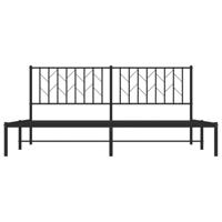 Bedframe met hoofdbord metaal zwart 180x200 cm - thumbnail