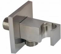 Doucheaansluiting Wiesbaden Rombo | Met handdouchehouder | Messing | Vierkant | Geborsteld staal PVD - thumbnail