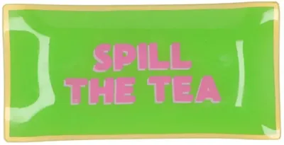 Daan Kromhout Design tegeltje glas spill the tea 20x10cm