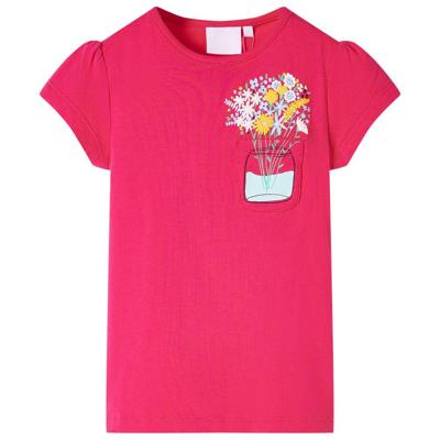 Kindershirt met bloemenprint 128 felroze Kindershirt met bloemenprint 128 felroze