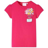 Kindershirt met bloemenprint 128 felroze - thumbnail