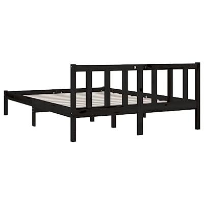 Bedframe massief grenenhout zwart 140x190 cm
