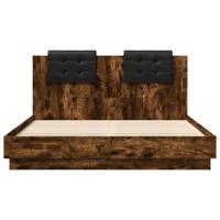 Bedframe met hoofdbord en LED gerookt eikenkleur 150x200 cm - thumbnail