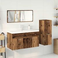 4-delige Badkamermeubelset bewerkt hout oud houtkleurig - thumbnail