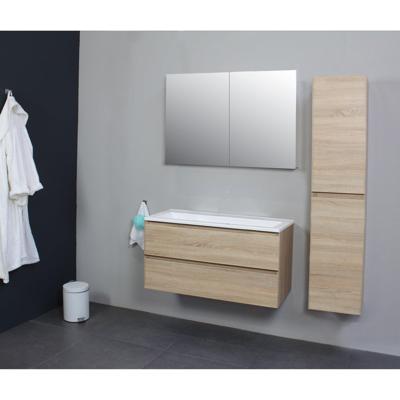 Badkamermeubel BWS Pepper Acryl Wastafel Met Kraangat 100x55x46 cm Eiken