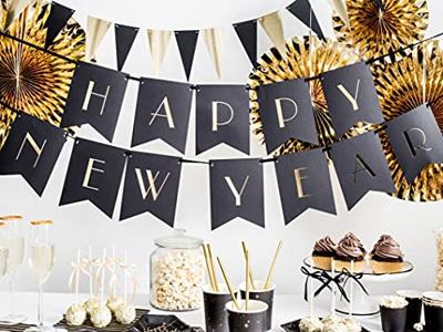 Letter Banner Happy New Year zwart