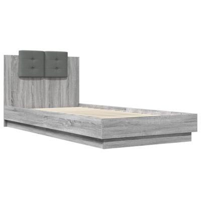 Bedframe met hoofdeinde bewerkt hout grijs sonoma 100x200 cm