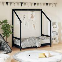 Kinderbedframe 70x140 cm massief grenenhout zwart - thumbnail