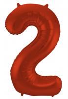 Folieballon Rood Metallic Mat Cijfer 2 - 86 cm - thumbnail