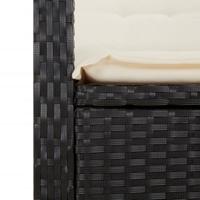 5-delige Tuinset met kussens poly rattan zwart - thumbnail