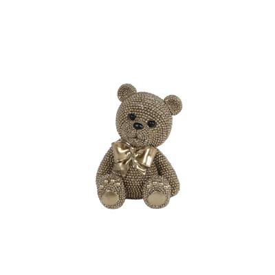 Z1 Sculptuur teddybeer goud glitter 13cm