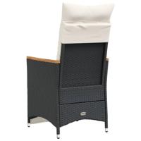 Tuinstoelen 2 st verstelbaar met kussens poly rattan zwart - thumbnail