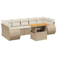 8-delige Loungeset met kussens poly rattan beige - thumbnail