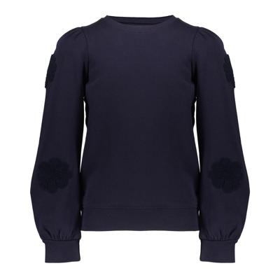 Geisha winter sweater meisjes - navy - bloemen op mouw