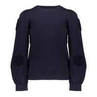 Geisha winter sweater meisjes - navy - bloemen op mouw - thumbnail