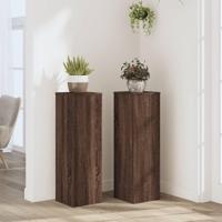Plantenstandaards 2 st 25x25x80 cm bewerkt hout bruin eiken - thumbnail