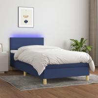 Boxspring met matras en LED stof blauw 100x200 cm - thumbnail