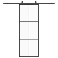 Schuifdeur met beslagset 76x205 cm ESG glas zwart - thumbnail
