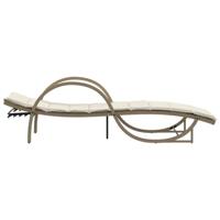 Ligbed met kussen 60x199x42 cm poly rattan beige - thumbnail