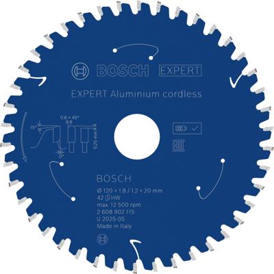 Bosch Accessoires EXPERT Aluminium cordless Cirkelzaagblad | 120 x 1,8/1,2 x 20 mm | T42 - 2608902115