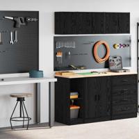 VidaXL Garagekasten 2 st spaanplaat zwart - thumbnail