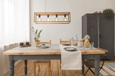 Searchlight Hanglamp EetkamerSquare Hout - 54741-4NA