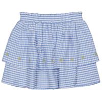 Quapi Zomer rok meisjes - blauw - AOP geruit - Floortje - thumbnail