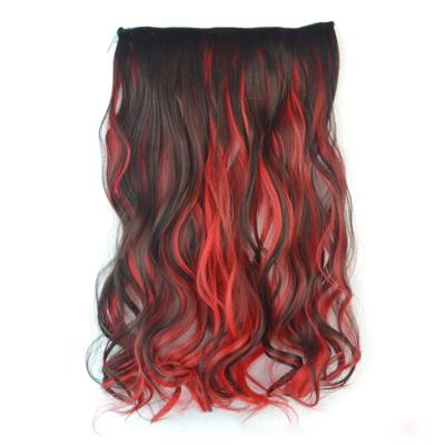 Eendelige naadloze Hair Extension stuk kleur verloop grote golf lang Curling Clip Type haarstukje