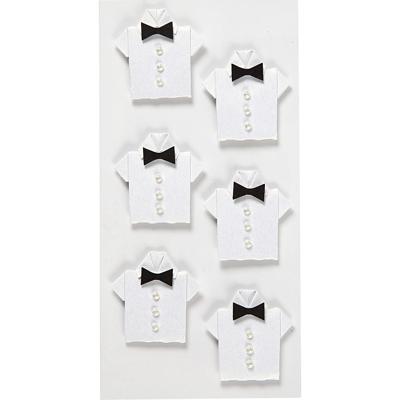 Creativ Company Stickers, overhemd, afm 33x35 mm, wit, 6 stuk/ 1 doos
