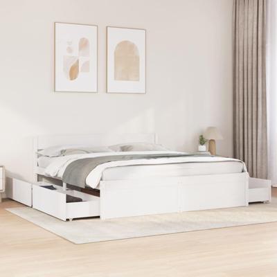 Bedframe zonder matras massief grenenhout wit 200x200 cm