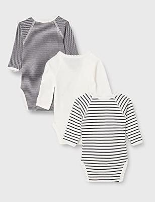 Set van 3 gestreepte babyrompertjes met lange mouwen in biokatoen PETIT BATEAU marine