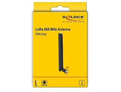 Delock LoRa 868 MHz antenne SMA stekker 3 dBi omnidirectioneel met kantelgewricht zwart